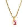 New Fashion 1 Piece 316L Pink Teardrop Crystal Pendant Necklace 40+5cm Golden Hemp Rope Chain Female Sweet Romantic Jewellery