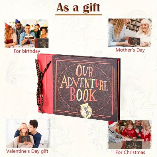 Adventure Book Scrapbook Handcrafted Photo Album with Pocket Retro Diary DIY Travel Journal Gift for Couples Anniversary Weddings Birthday Christmas