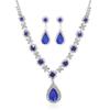 European and American Crystal Blue-Green Teardrop Necklace and Earring Set