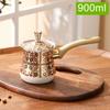 Stainless Steel Coffee Pot with Lid Chocolate Butter Milk Cup Coffee Tea Melting Jug Moka Pot for Office Home Kitchen