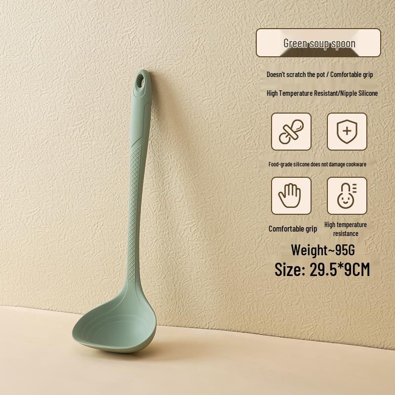 Heat-Resistant Silicone Kitchen Utensil Set: Spatula, Stir Fry Spoon & Soup Ladle