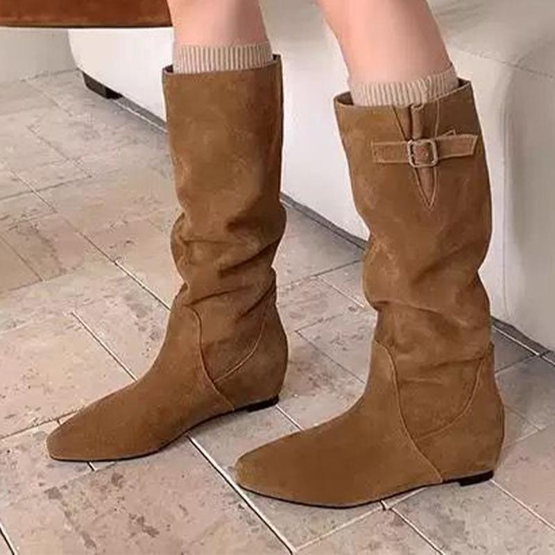 

Модные балетки Женские высокие сапоги Замшевая дизайнерская обувь Модные сапоги до колена Женские зимние сапоги 2025 Новые Уютные Готические Челси Ботас Фемме Сапатос 40 имбирный