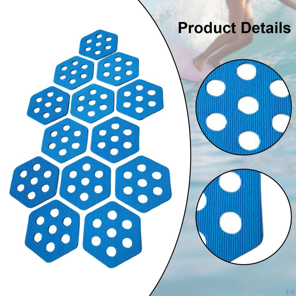 12 Pack Hexagonal Anti-Slip Surfboard Skimboard Traction Pads