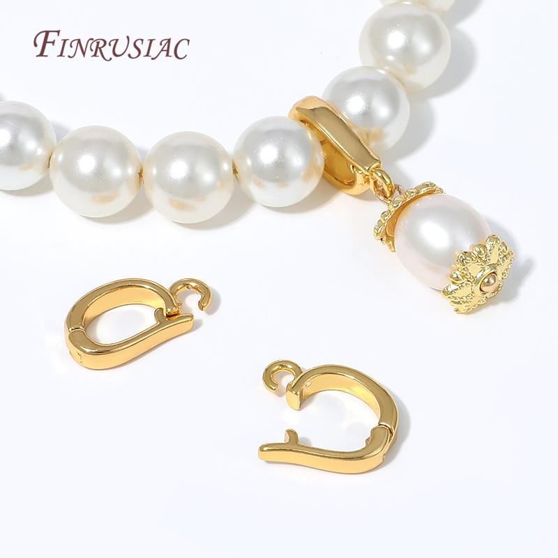 18K Gold Plated Enhancer Bail Clasp,D Shape Openable Pendant Connector For Jewelry Making Findings DIY Bracelet Accessories