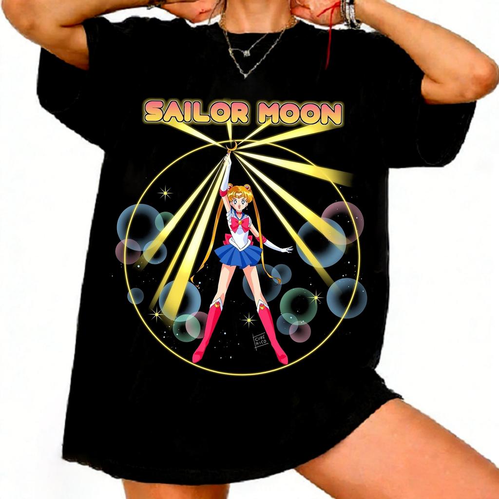 Sailor Moon Retro 90s Anime Graphic T Shirt Summer Cotton Unisex Women Tee Streetwear Casual Trend Short Sleeve Couple Hip Hop Top