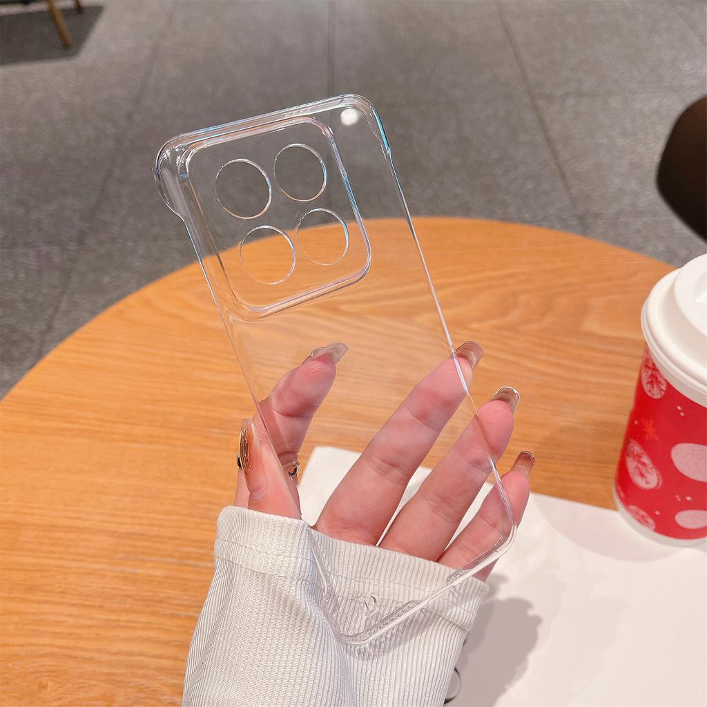 Transparent Plating Frameless PC Hard Phone Case For Xiaomi 15 14 13 12 S 11 Ultra 10 Pro Clear Ultra-thin Half Wrapped Cover
