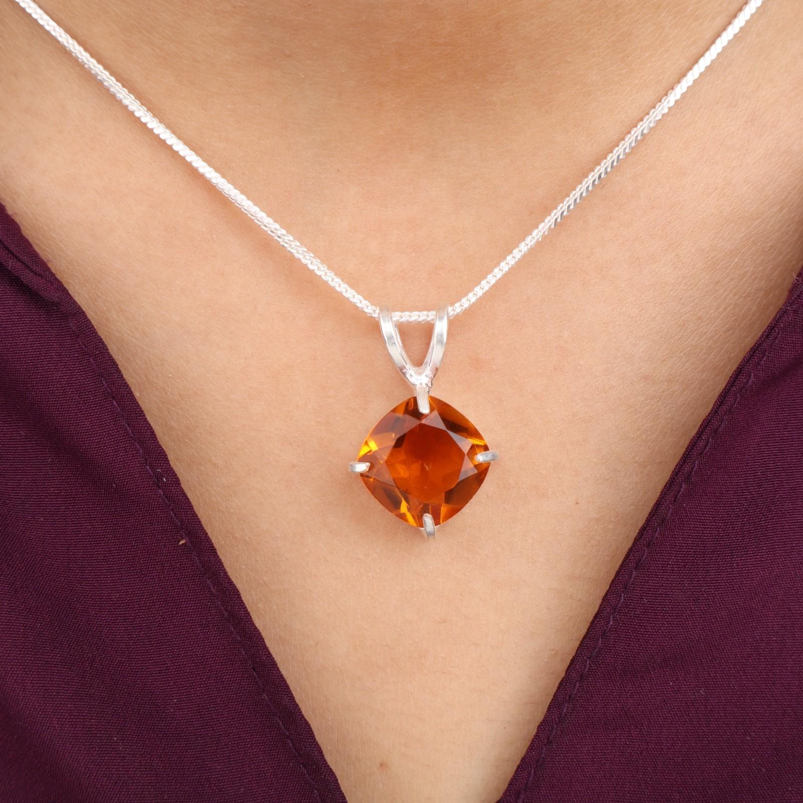 

Цитрин Драгоценный камень 925 Стерлинговое серебро Ювелирные изделия Ручной работы Женский кулон 0,93 PP-62-3