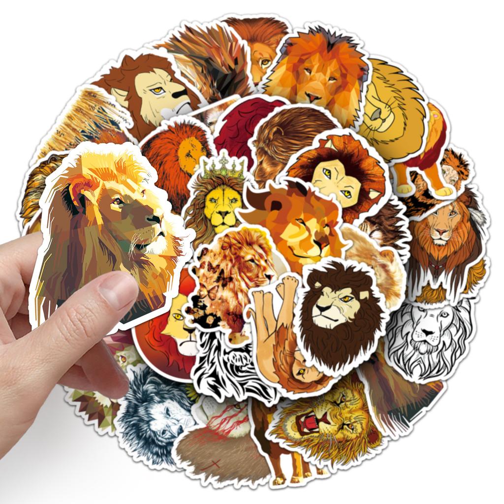 50 Lion Doodle Personalized Cartoon Animal Children's DIY Skateboard Mobile Phone Case Suitcase Stickers Waterproof