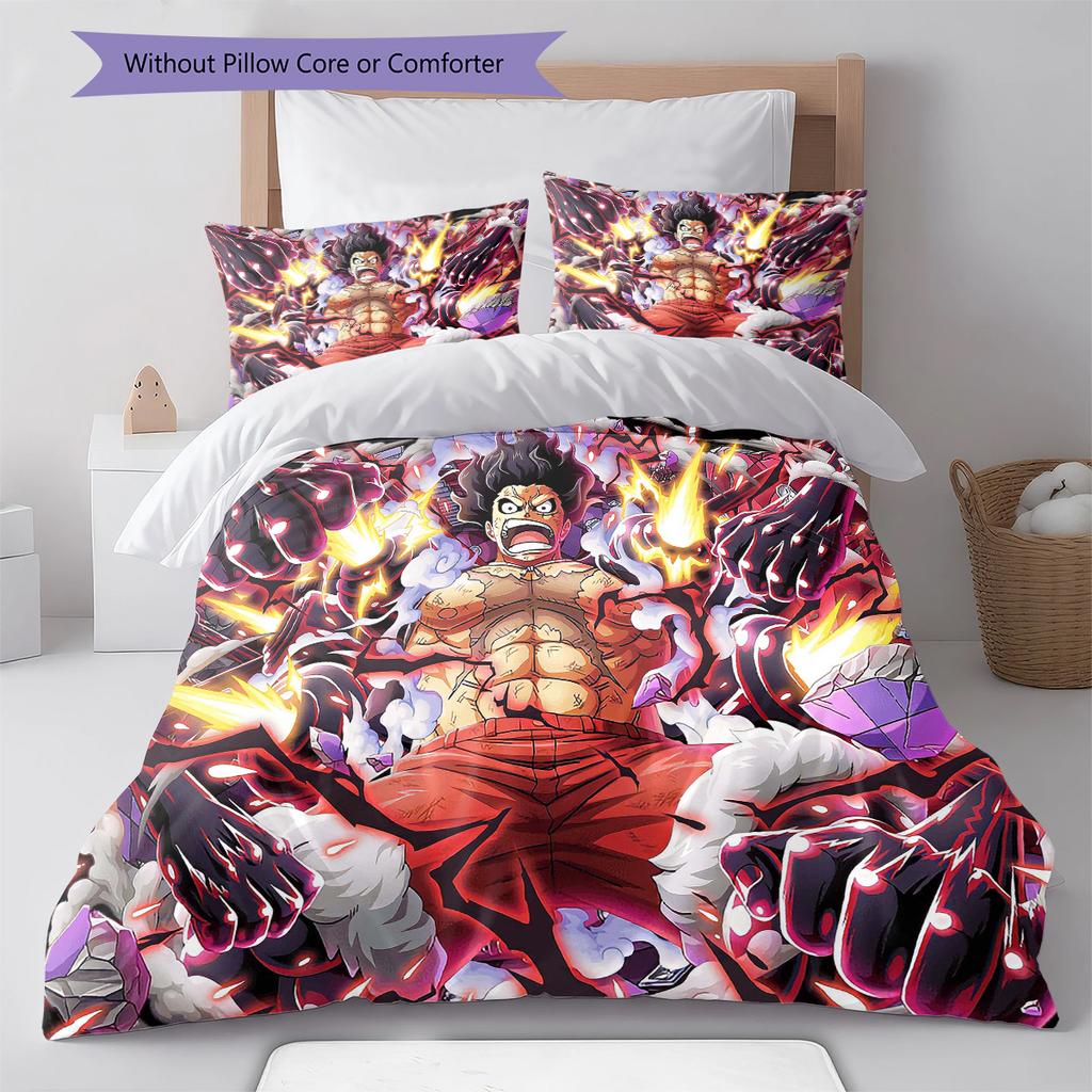 Cartoon-Muster Bettwäsche Steppbett-Set Bettbezug Kissenbezug Heimdekoration Geburtstagsgeschenk (1 Bettbezug + 2 Kissenbezüge, ohne Füllung)