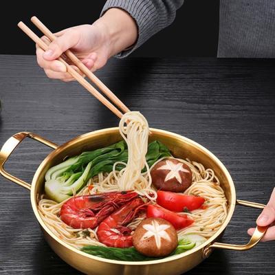 Nerezový hrnec na instantní nudle pro jednu osobu Malý hotpot Dvě ucha Ploché dno Suchý hrnec Domácnost Plynový hrnec na mořské plody