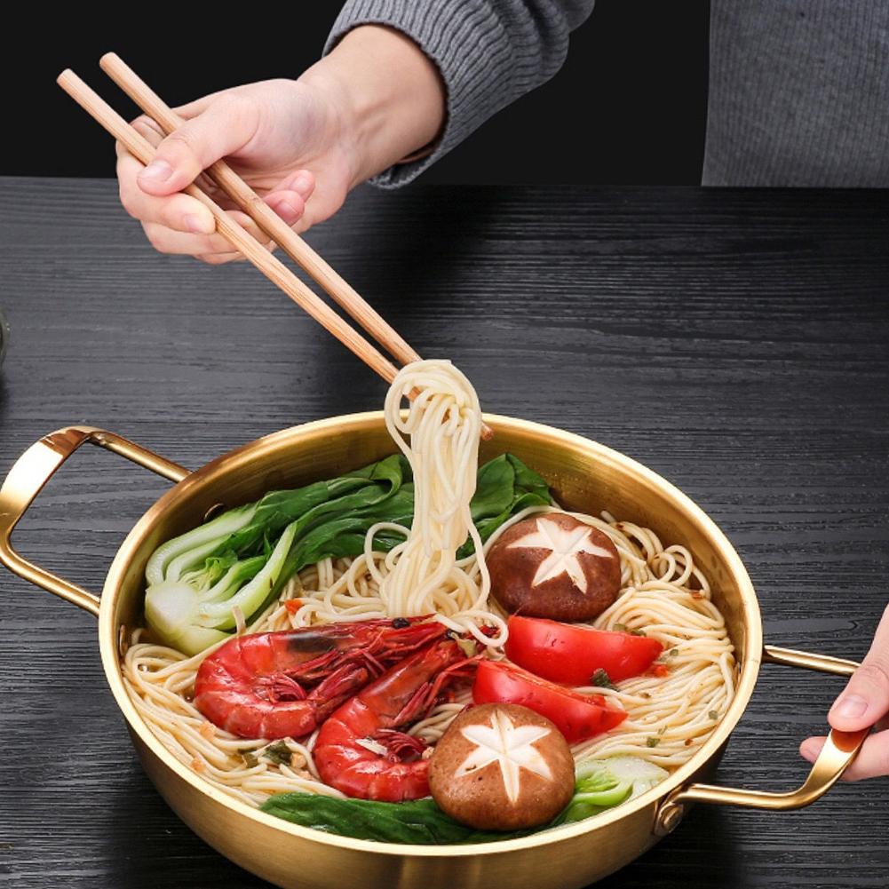 Nerezový hrnec na instantní nudle pro jednu osobu Malý hotpot Dvě ucha Ploché dno Suchý hrnec Domácnost Plynový hrnec na mořské plody