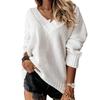 Maglione Casual alla Moda da Donna Autunno e Inverno Colore Unico Maglia a Manica Lunga con Scollo a V Top in Maglia da Donna Commercio Estero