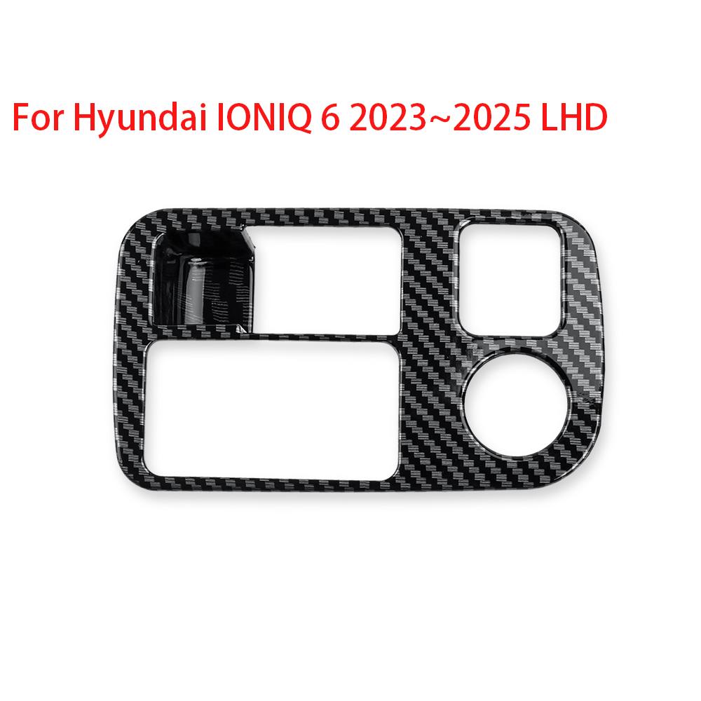 Carbon Fiber Interior Trim Window Button/Door Bowl /Front Water Cup Holder/Steering Wheel Decoration For Hyundai IONIQ 6 LHD