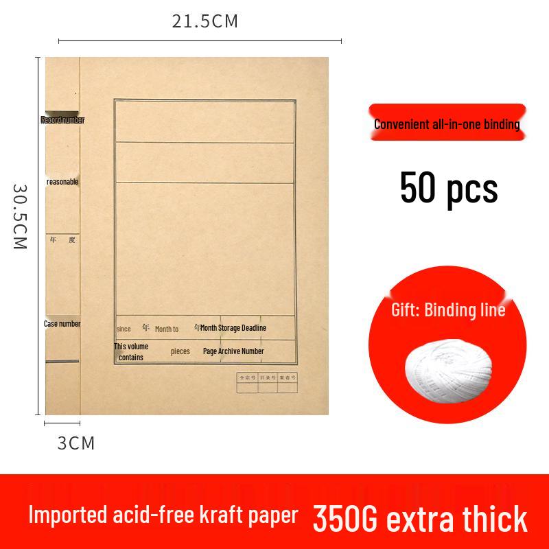 50 A4 Kraft Paper Document Archive File Folder Covers for Storage and Binding