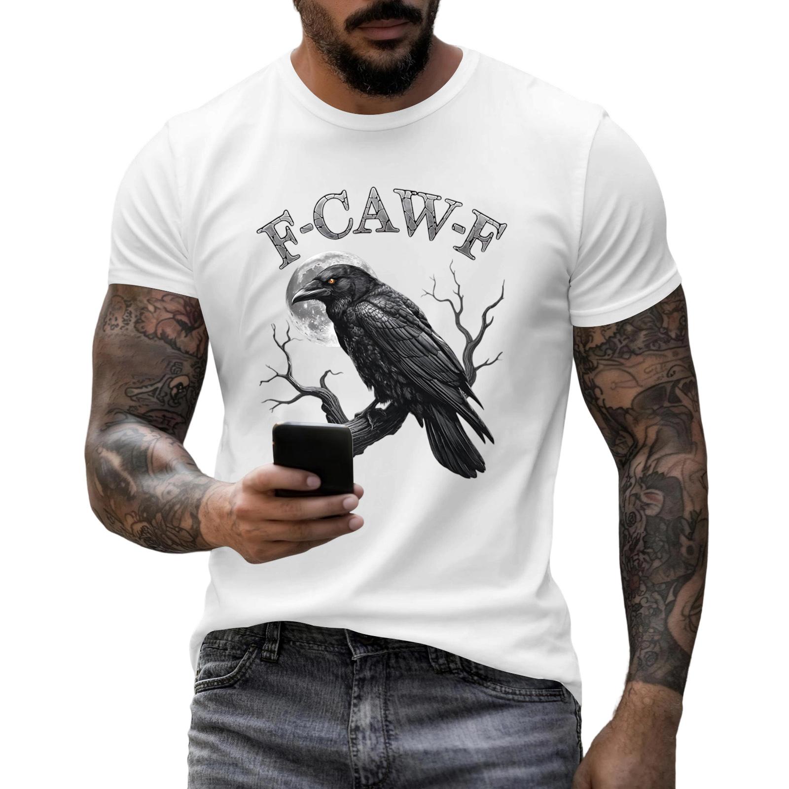 

Men s Fashion Casual Printed Short Sleeve Round Neck Pullover Tops S белый