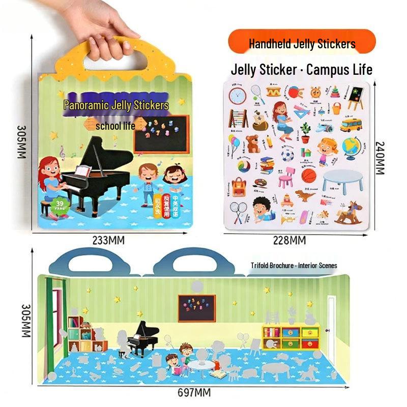 Children s Reusable Scenery Sticker Book: Educational DIY Toy for Early Learning and Cognitive Development 23.5x30.5CM