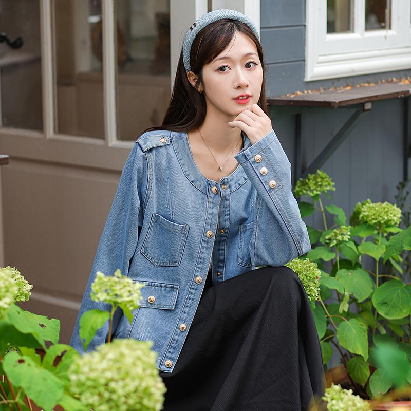 Vintage stil denimjakke for kvinner med Hong Kong vinddesign Coat