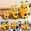 25cm/33cm/40cm Bee Pillow Plush Yellow Stuffed Animal Doll Bee Stuffed Toy  Bedroom Decoration