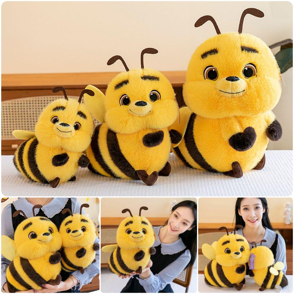 25cm/33cm/40cm Bee Pillow Plush Yellow Stuffed Animal Doll Bee Stuffed Toy  Bedroom Decoration