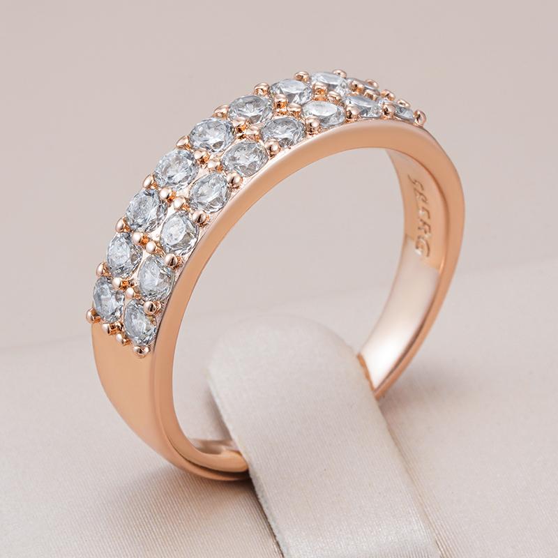 Kienl  Full Shiny Natural Zircon Bride Wedding Ring Fashion  Rose Gold Color Daily Fine Vintage Jewelry For Women Gift