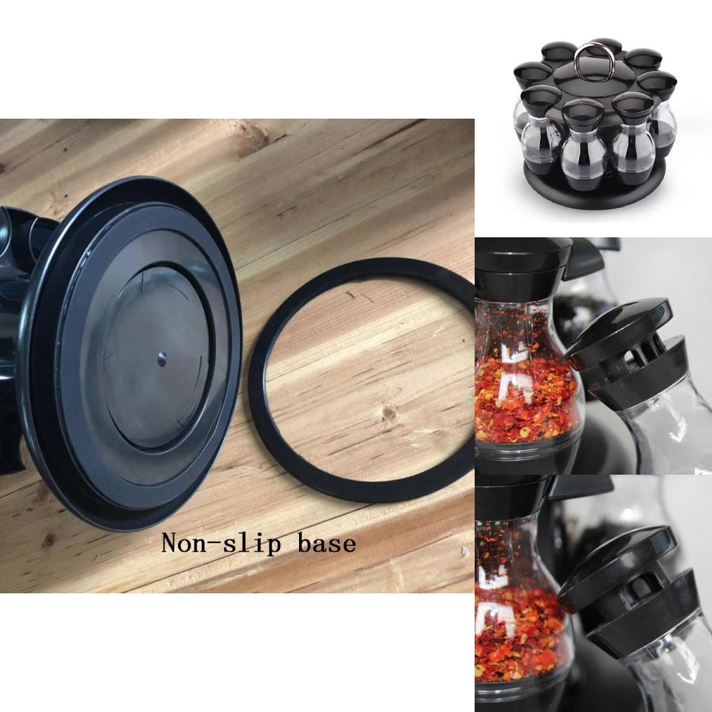 Rotatable Spice Rack With Solid Seasoning Bottles For Kitchen Storage And Dining Use