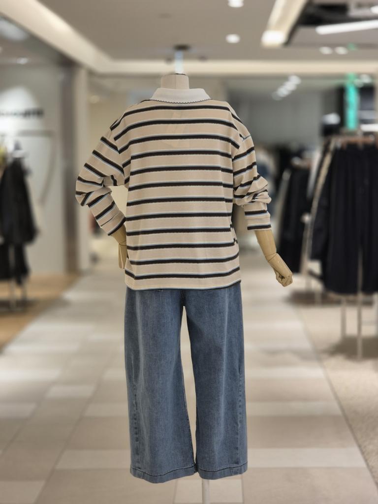 Recovea Girl Embroidered Stripe T-Shirt LG31F4LT515X