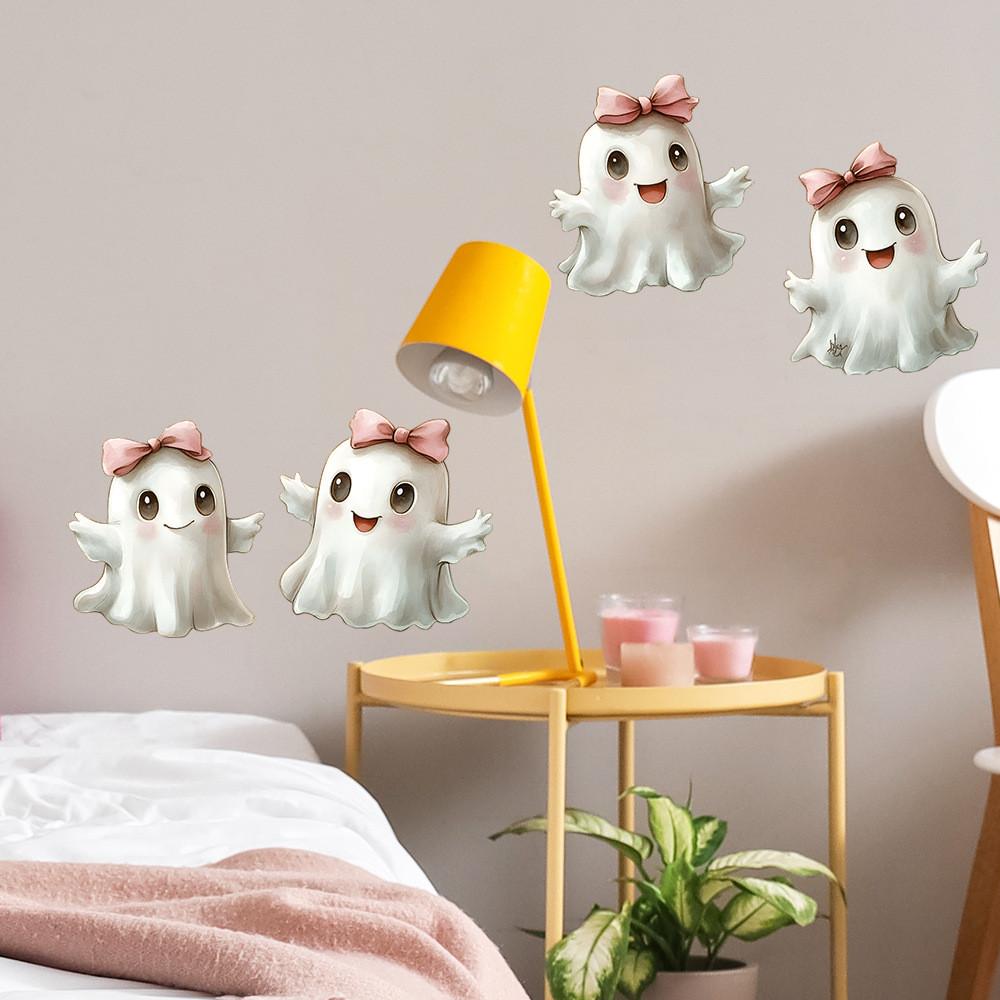 With Ghost Cute Bow Tie On Halloween For Bedroom Home Decoration Stickers
