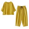 DIMANAF 2026 Plus Size Summer Pants Suits Women Sets Suits Loose Tops Shirts Long Pants Cotton Loose Casual Clothing