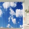 Tenda da Doccia 180x180cm Cielo Azzurro Nuvole Soleggiato Paesaggio Naturale Stampa 3D con Ganci Tessuto Impermeabile Tende per Bagno Casa