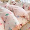 Watercolor Flower Duvet Cover Cotton Cartoon Bunny Comforter Cover Lovely Farm Animal Rabbit Bedding Set for Girly Bedroom Decor