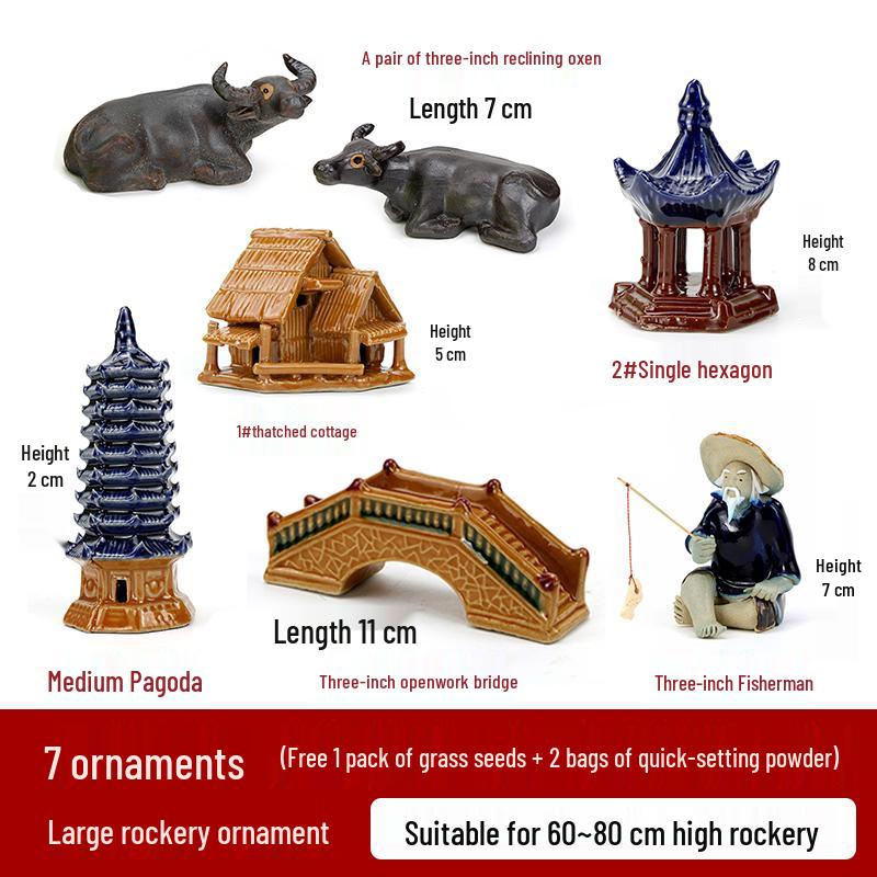 Rocalla de Piedra de Montaña Cerámica para Estanques de Peces, Decoraciones de Bonsái - Adornos de Paisaje para Patio.