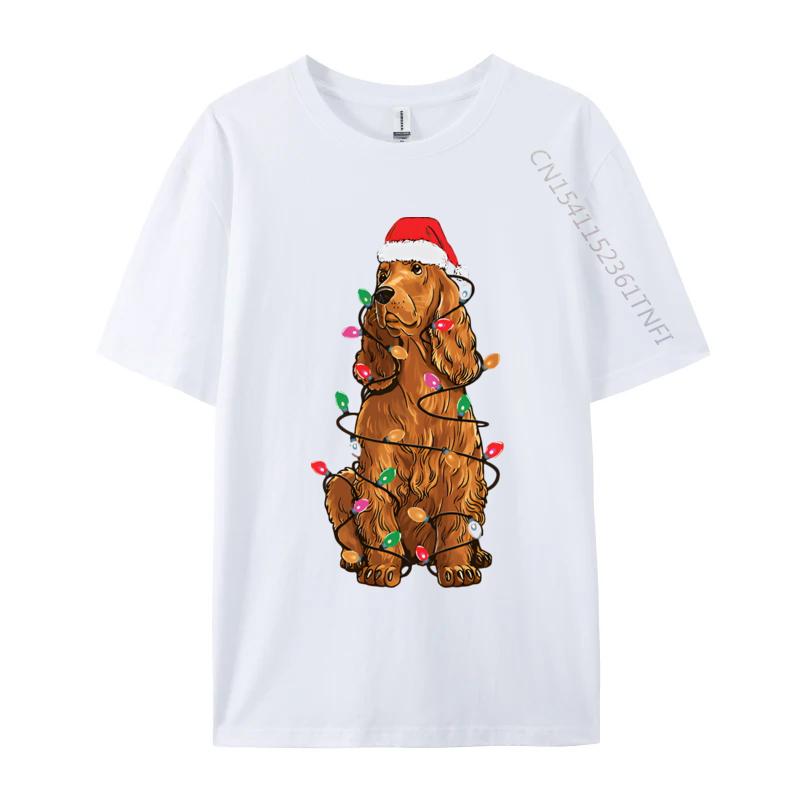 

Christmas Cocker Spaniel Santa Hat Tshirt Print Cotton Men Tops Shirts Kpop Fashion T Shirts Black Shirt Graphic Tees S