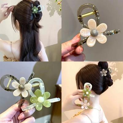 New Gradient Flower Hair Claw Clips Sweet Girls Clamp Barrettes Exquisite Elegance Shark Crab Clips for Women Hair Accessoires