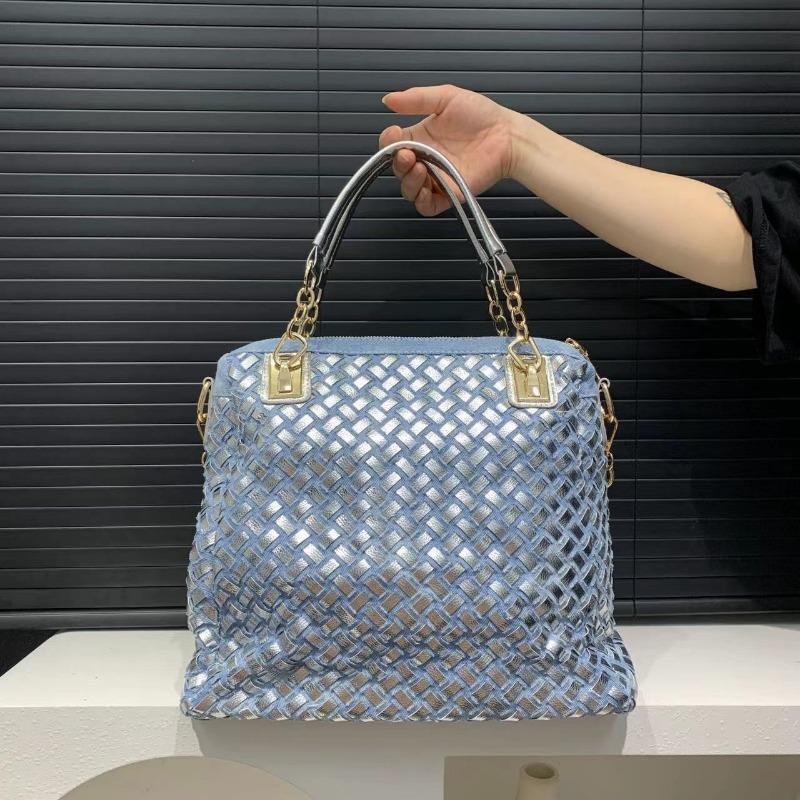 Women's Jeans Woven Tote Bag Large Capacity Diamond Shoulder Bag Fashion