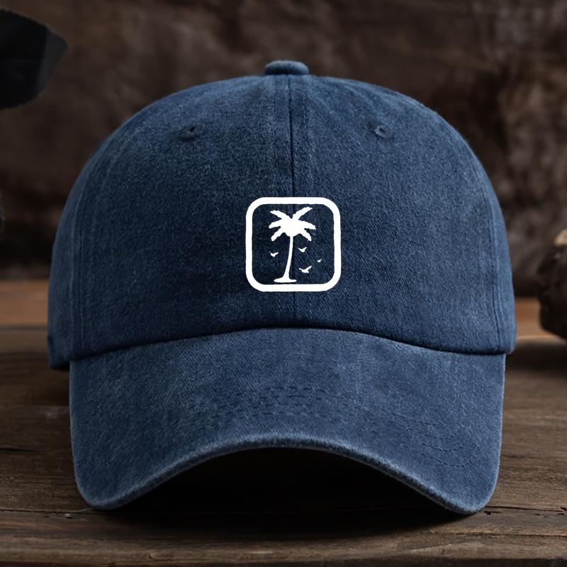 A Fun Square Frame Coconut Tree Print Baseball Hat Unisex Outdoor Fashion Versatile Duck Hat Trend