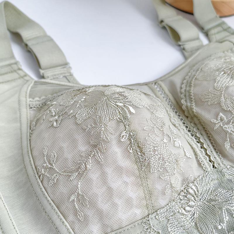 Breathable Bra Women's Thin Cup Bra Breast Retraction Anti-sagging Side-retraction Sexy Large-sized Underwear