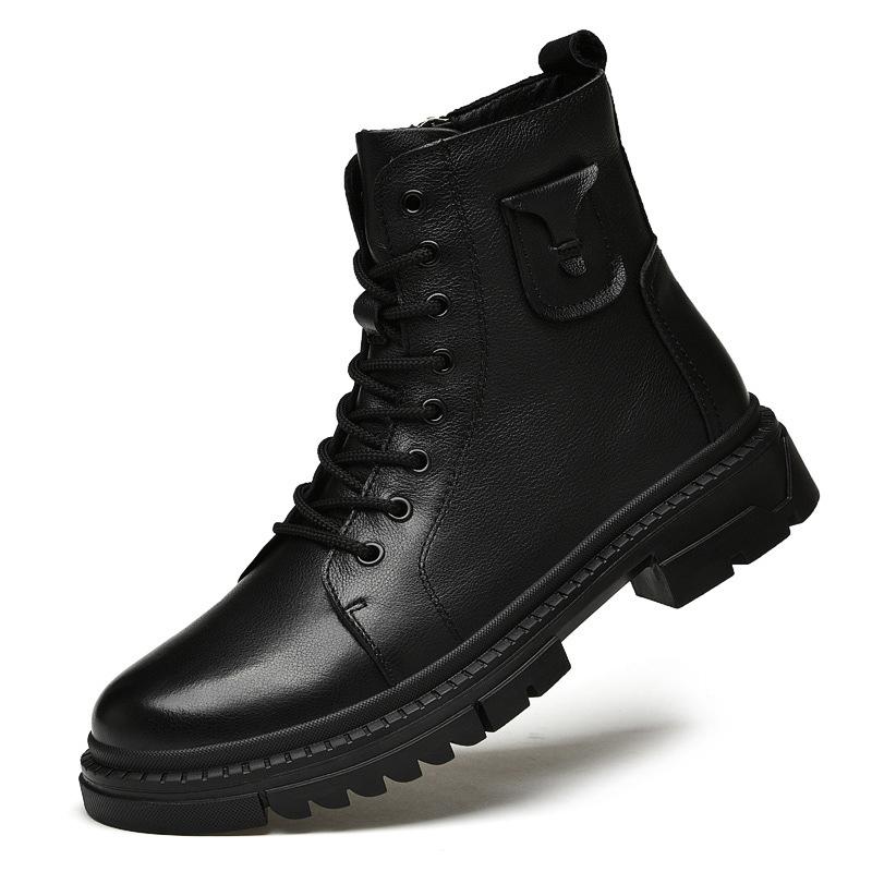 

Winter Martin boots men s boots leather first layer cowhide short boots British velvet tooling boots trendy high-top men s shoes 47