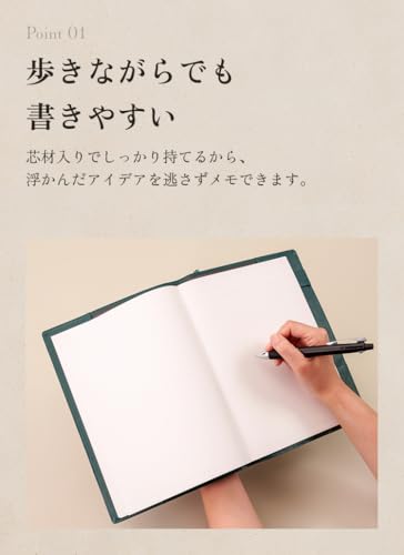 [LIB] A5 Notebook Cover, Water-Repellent Original Leather, Genuine Cowhide Leather, Pen Holder, 2 Pockets, Bookmark String (Black Hole)