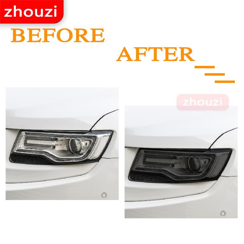For Jeep Grand Cherokee WK2 2014- Car Headlight Tint Black Protective Film Protection Transparent TPU Sticker 2 Pcs