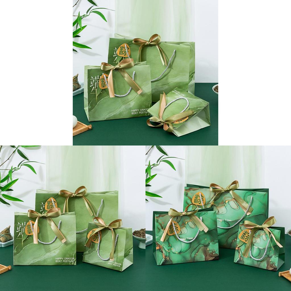 Traditional Dragon Boat Festival Zongzi Gift Bag With Eco Friendly White Card Paper For Celebrations