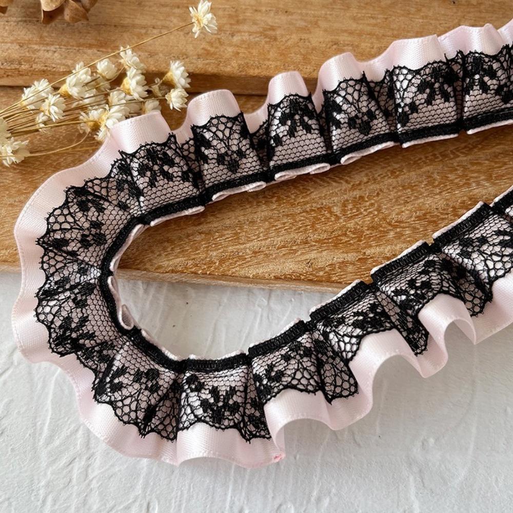 DIY 3meters Lace Ribbons Trim Handmade Pleated Ruffled Farbic Trim Garment Dress Hem High-Grade Sewing Material Lace Accessories