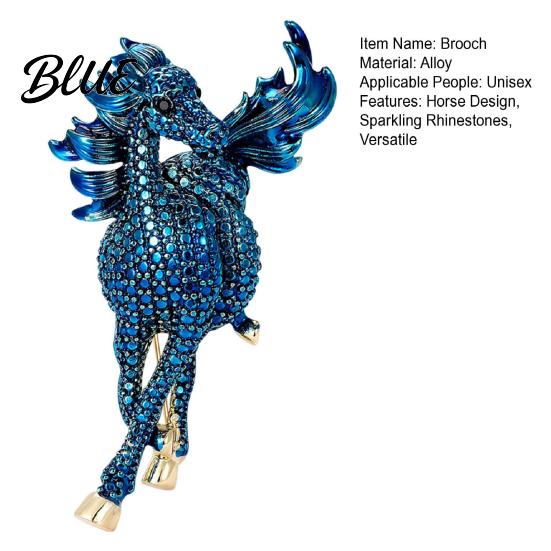 Romantic Horse Jewelry Gift Retro Style Brooch Sparkling Rhinestones Inlaid