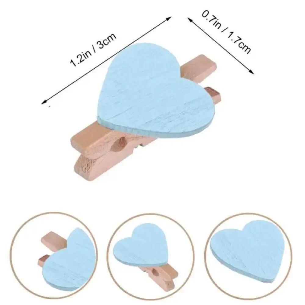 25/50Pcs Heart Wooden Clothespins, Colorful Mini Clips with Natural Jute Twine for DIY Crafts & Photo Display