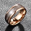Fashion 8mm Arrow Pattern Stainless Steel Rings For Men Rose Gold Color Brushed Men Rings Wedding Band Jewelry