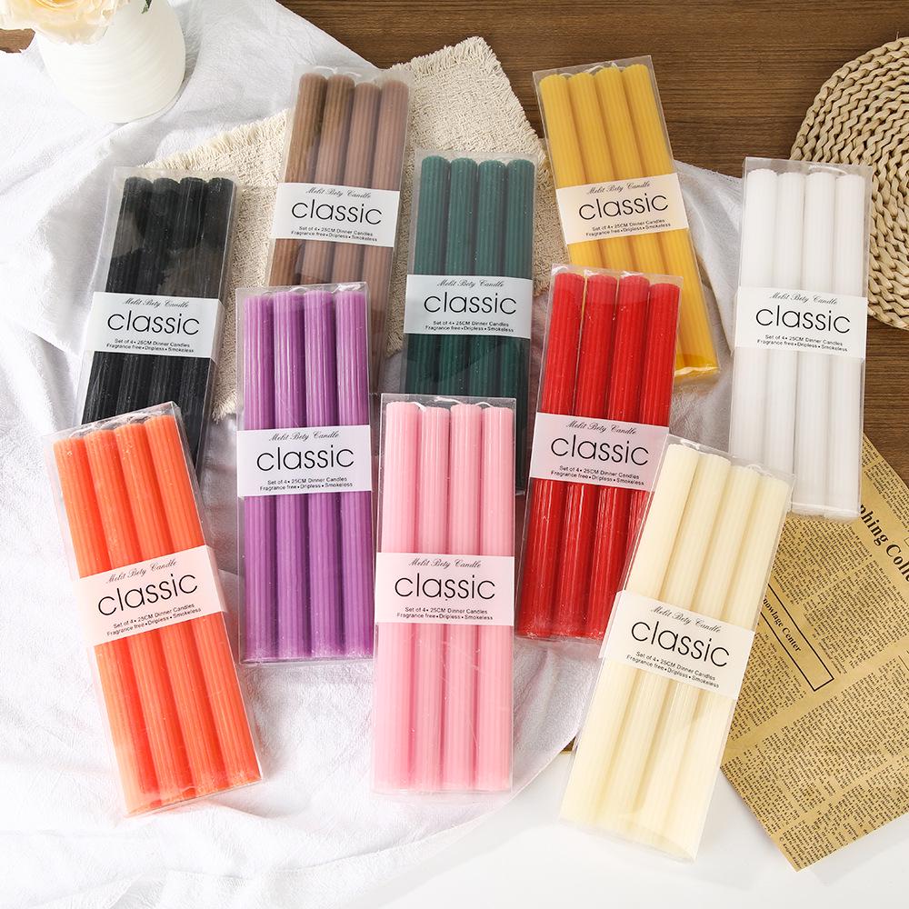 European Romantic Long Stem Colored Smokeless Candles for Home, Dinner & Weddings