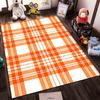 Orange and White Plaid Pattern Carpet, Modern Home Decor Style Rug Suitable for Use As an Anti-slip for Living Room Bedroom Sofas