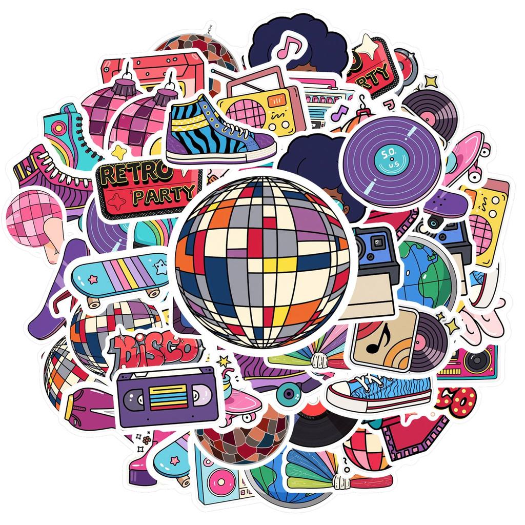 35pcs-50pcs Playful 80s Fashion Stickers Retro Retro Disco Teacher Reward Stickers DIY Stickers For Laptop Motorcycle Luggage