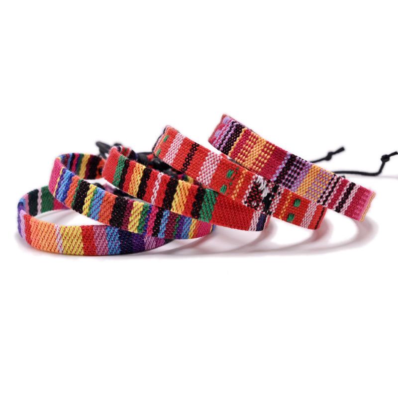Ethnic Style Multicolor Handwoven Cotton & Linen Bracelet