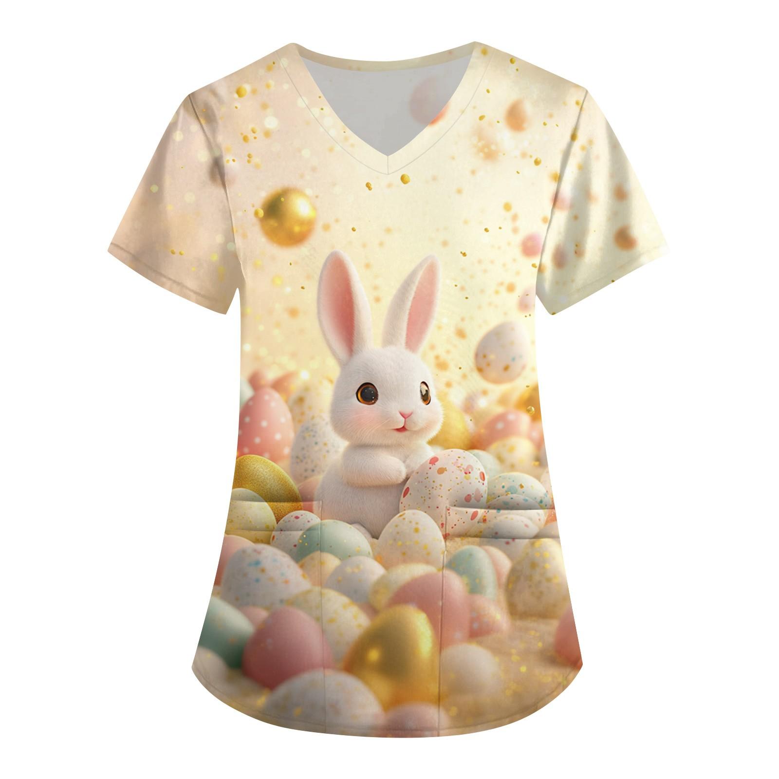 

Женская мода V-образный вырез короткий рукав комбинезон с карманами пасхальный принт топы одежда XXXXL