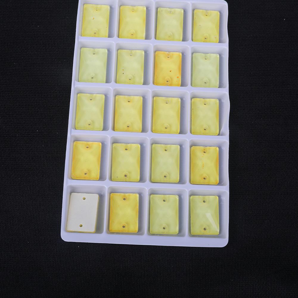 Rectangle Fluorescent Glass Flat Buckle Hand Seam Drill, Double Hole Rhinestone Flat Bottom Drill Diy Accessories Material Package